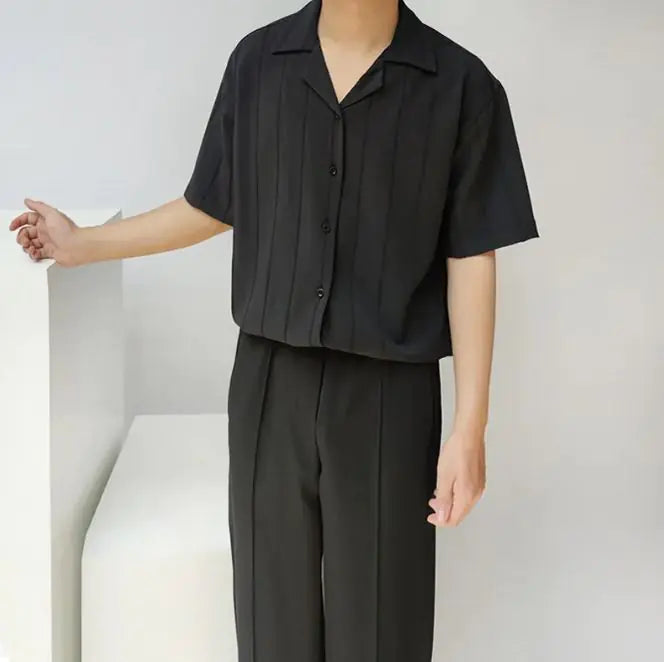 TheZynqo Casual Niche Short Sleeve Loose Fit Shirt Shirt
