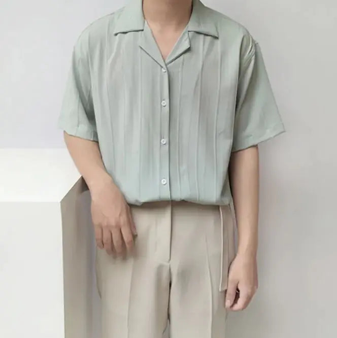 TheZynqo Casual Niche Short Sleeve Loose Fit Shirt Shirt
