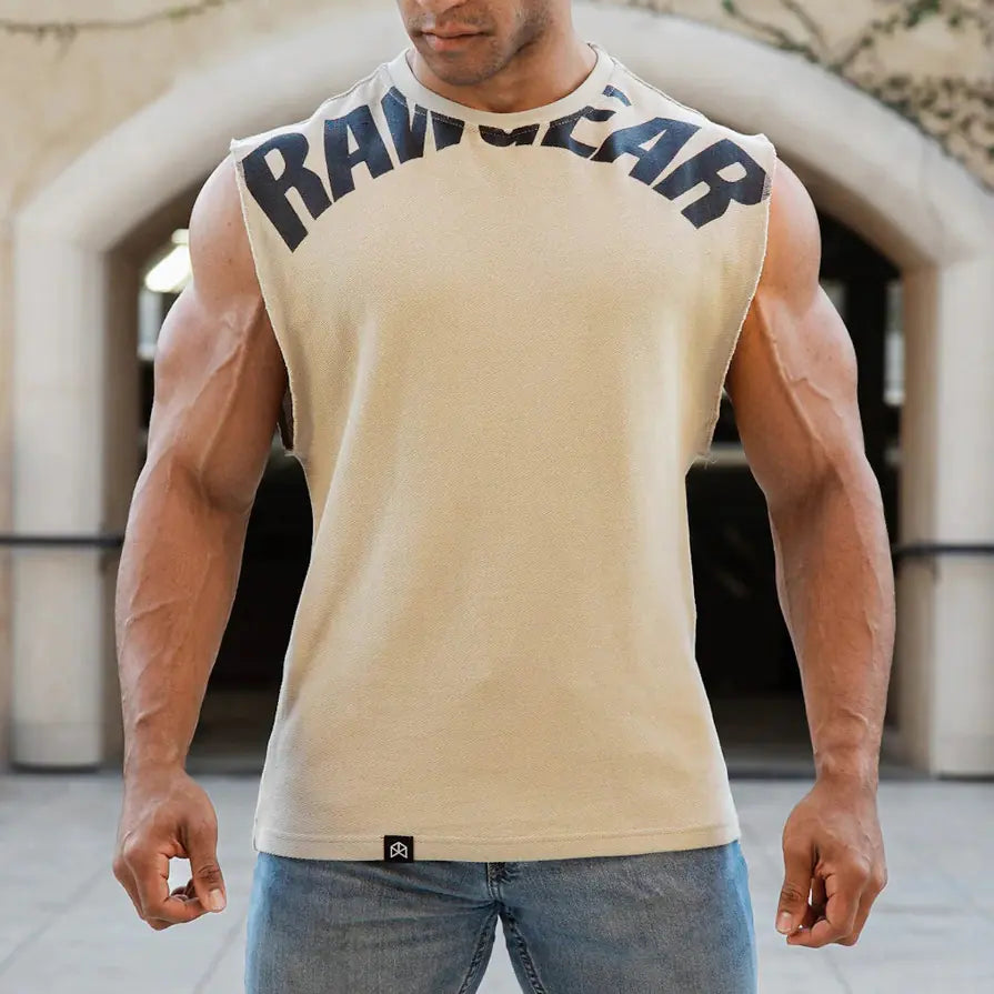TheZynqo Men's Sleeveless Heavy Cotton Fitness Vest for Summer