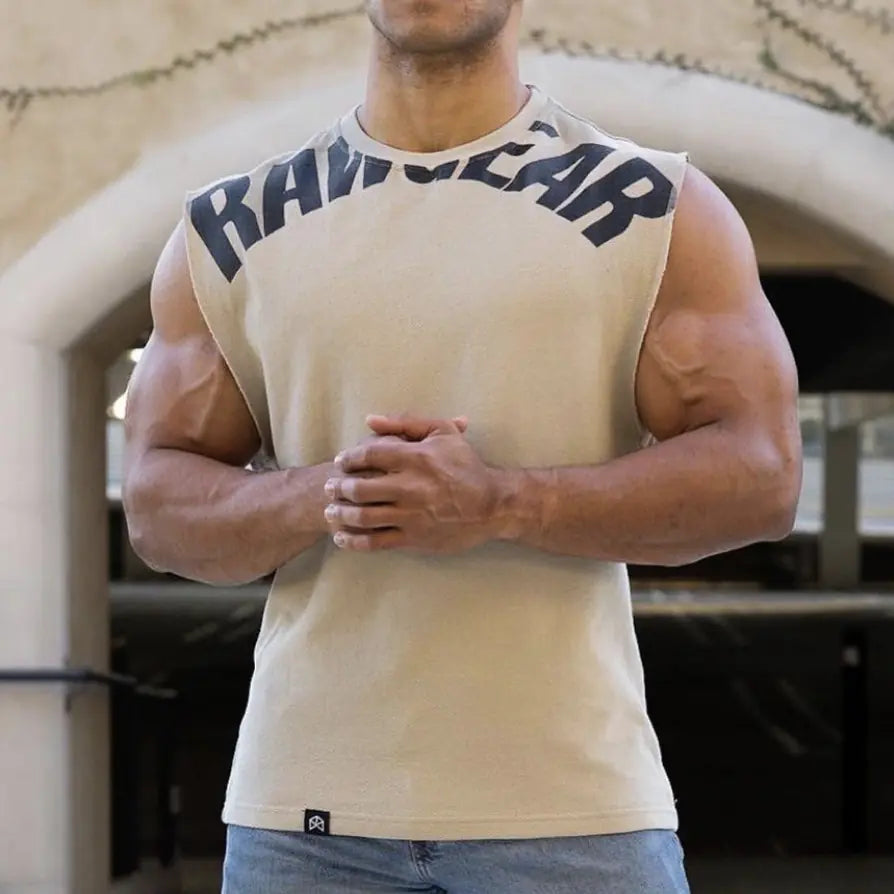 TheZynqo Men's Sleeveless Heavy Cotton Fitness Vest for Summer