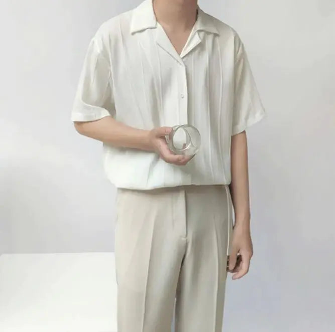 TheZynqo Casual Niche Short Sleeve Loose Fit Shirt Shirt