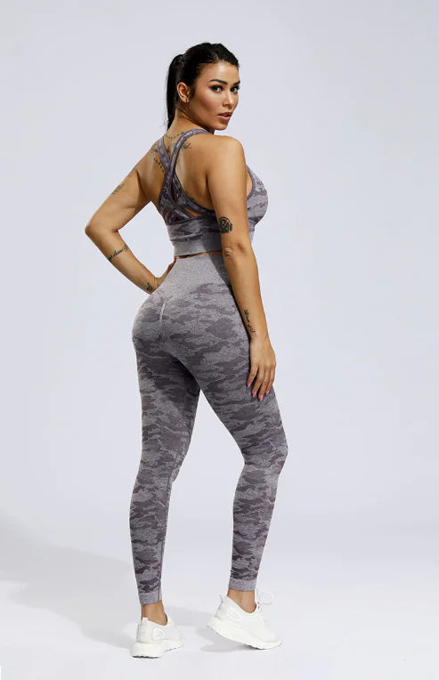 TheZynqo Camouflage Seamless Yoga Pants Set