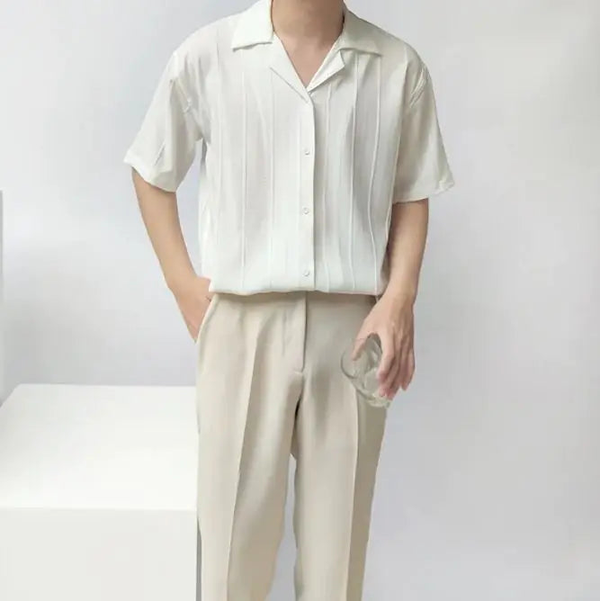 TheZynqo Casual Niche Short Sleeve Loose Fit Shirt Shirt
