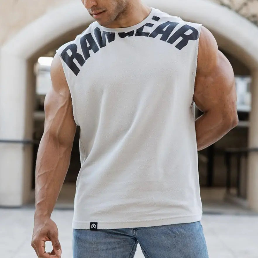 TheZynqo Men's Sleeveless Heavy Cotton Fitness Vest for Summer