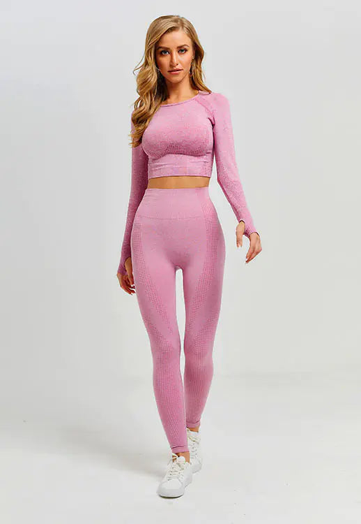 TheZynqo™ Seamless Knit Sports Dry-Fit Long Sleeve Yoga Set