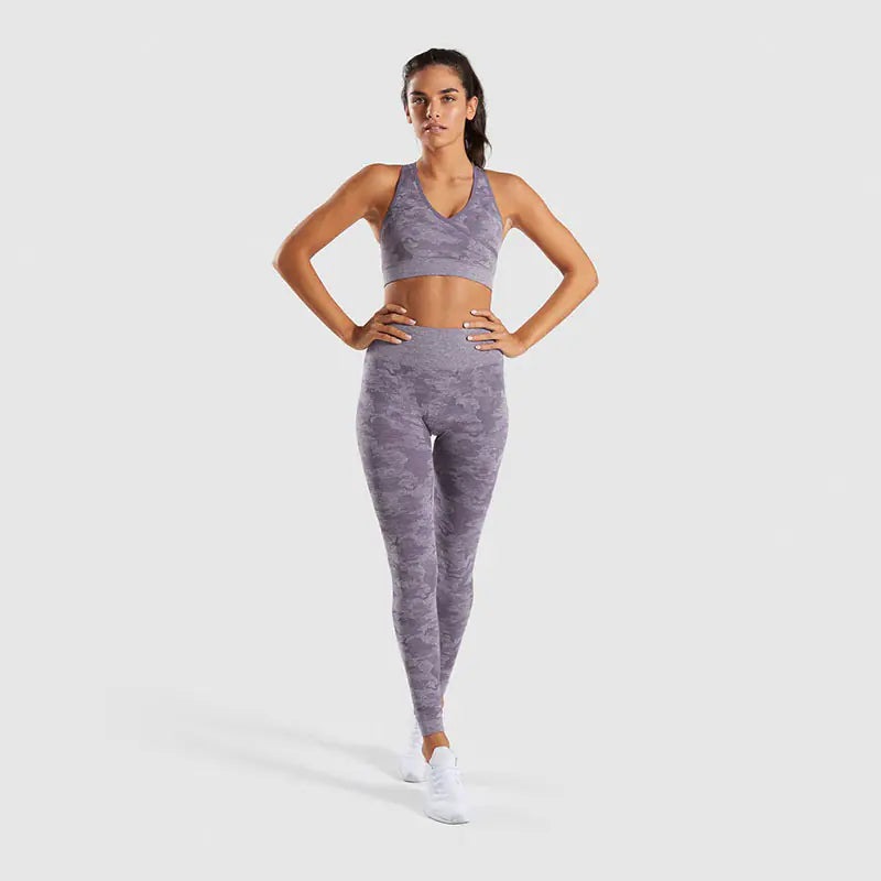 TheZynqo Camouflage Seamless Yoga Pants Set