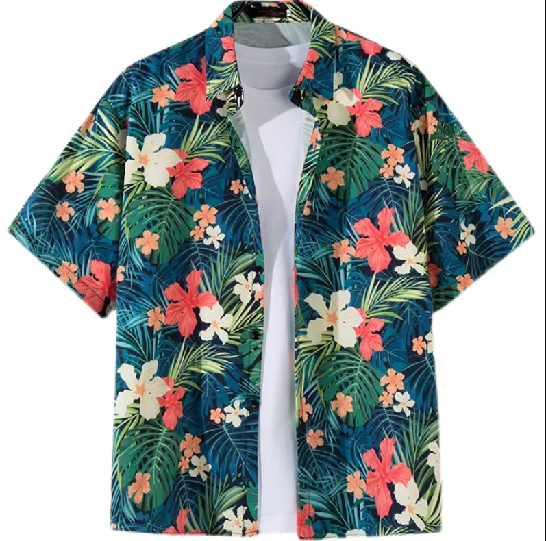 TheZynqo Hawaiian Beach Flower Shirt