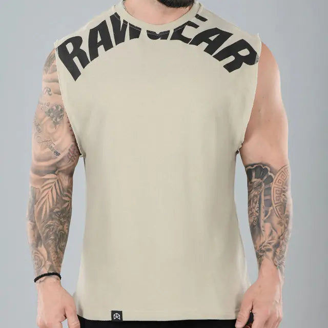 TheZynqo Men's Sleeveless Heavy Cotton Fitness Vest for Summer
