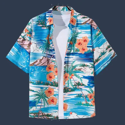 TheZynqo Hawaiian Beach Flower Shirt