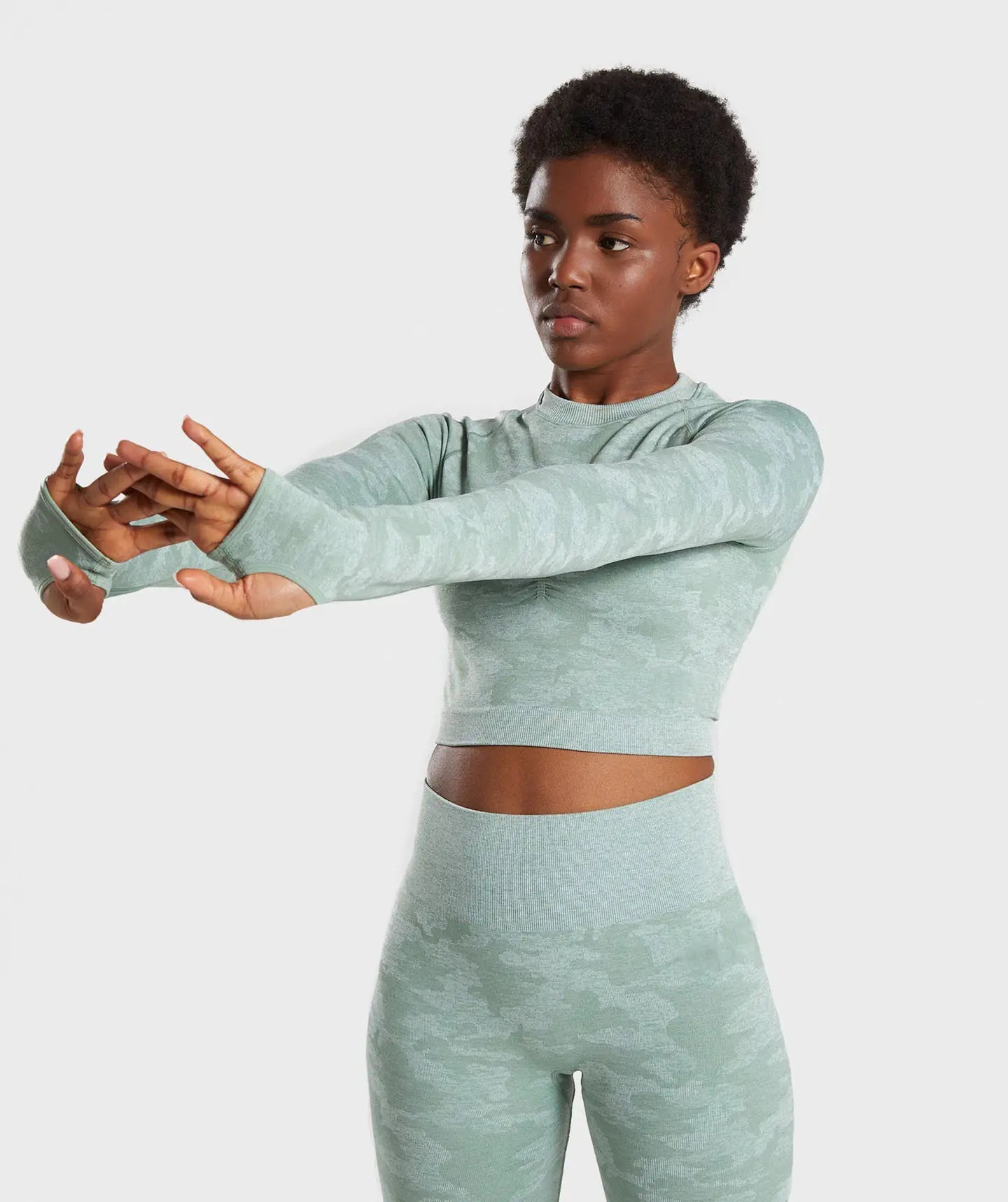 Zynqo Seamless Camouflage Long Sleeve Yoga Fitness Top