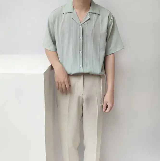 TheZynqo Casual Niche Short Sleeve Loose Fit Shirt Shirt
