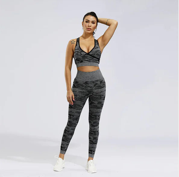 TheZynqo Camouflage Seamless Yoga Pants Set