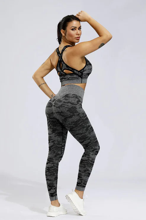 TheZynqo Camouflage Seamless Yoga Pants Set
