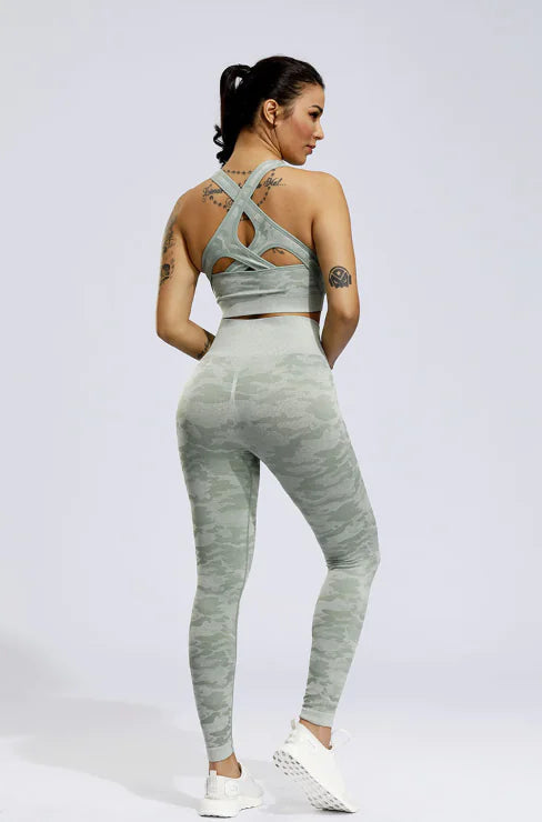 TheZynqo Camouflage Seamless Yoga Pants Set