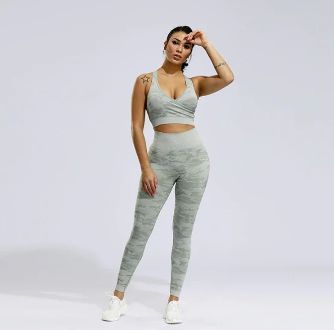 TheZynqo Camouflage Seamless Yoga Pants Set